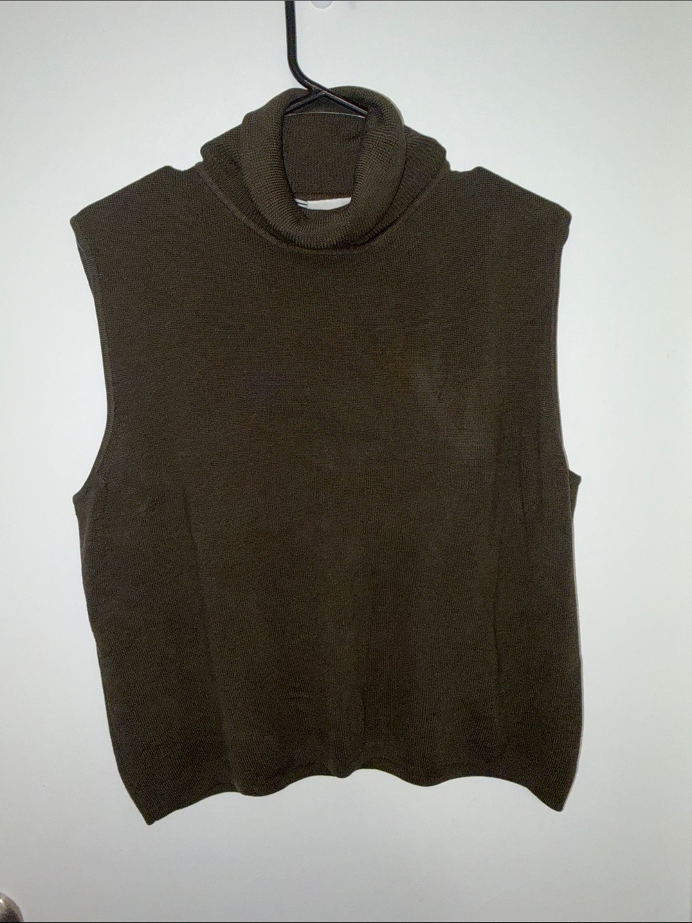 Vintage Carlisle 100% Silk Sleeveless Turtleneck Sweater XXL Brown Olive